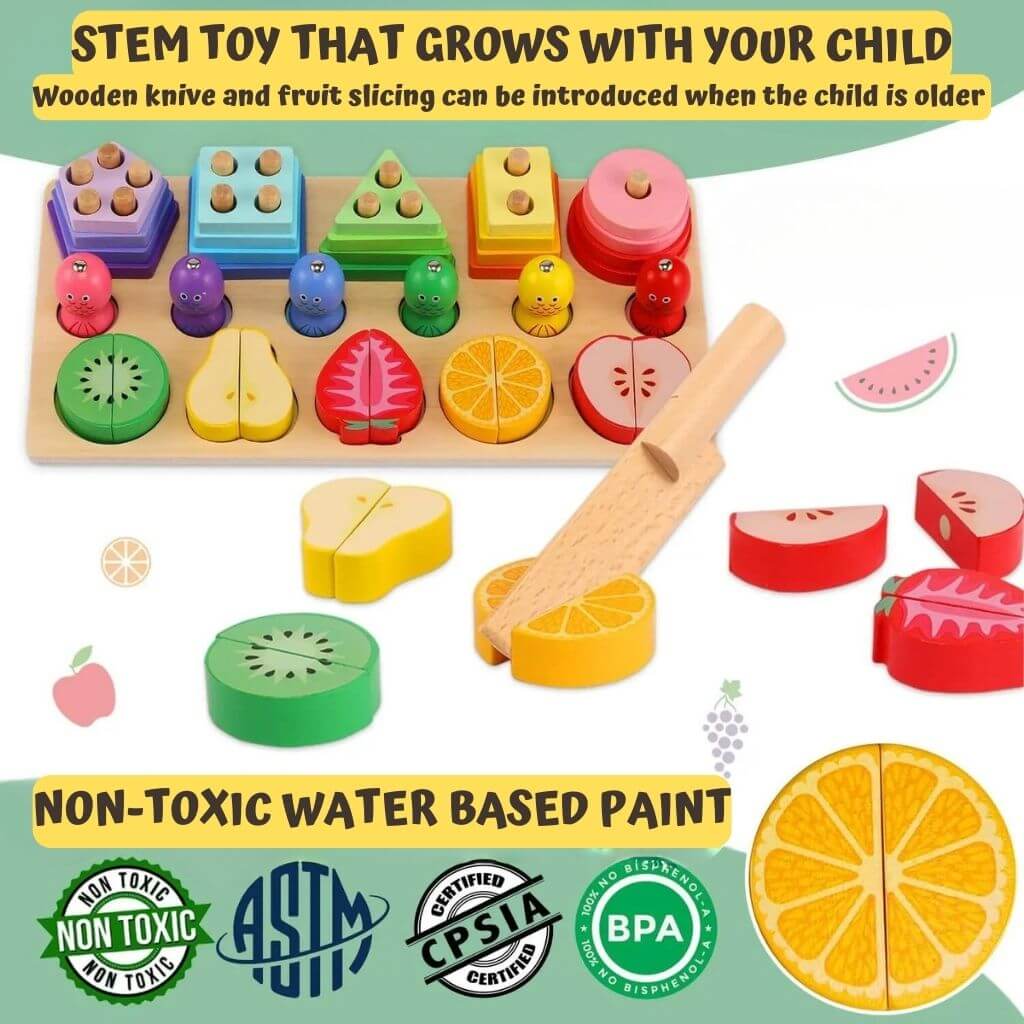 3-in-1 Montessori Style Wooden Stacking Toy - Image 5