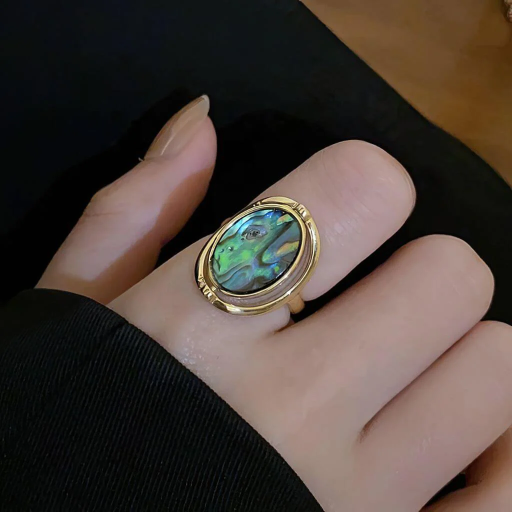 Abalone Double Sided Rotating Ring Gold Plated 925 Silver - Image 6