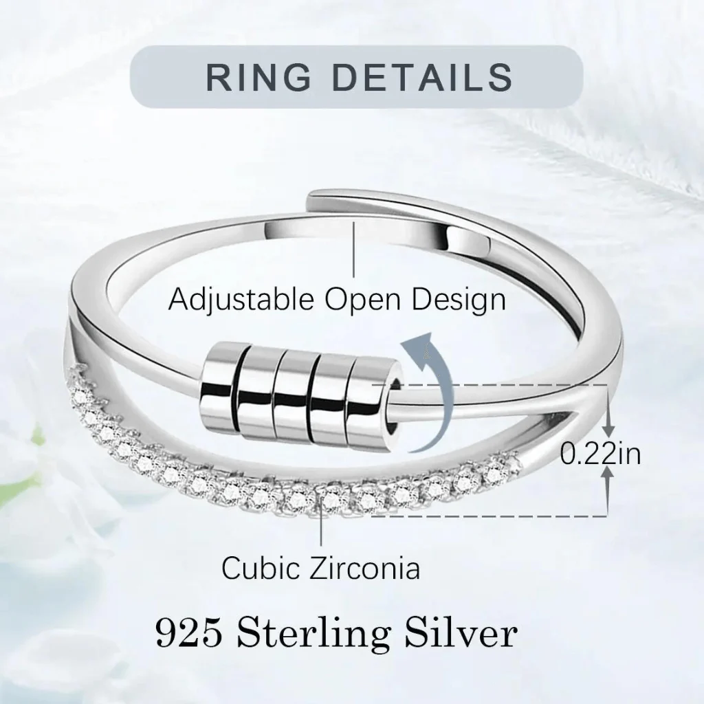 Cubic Zirconia Sliding Beads Worry Ring 925 Silver - Image 5