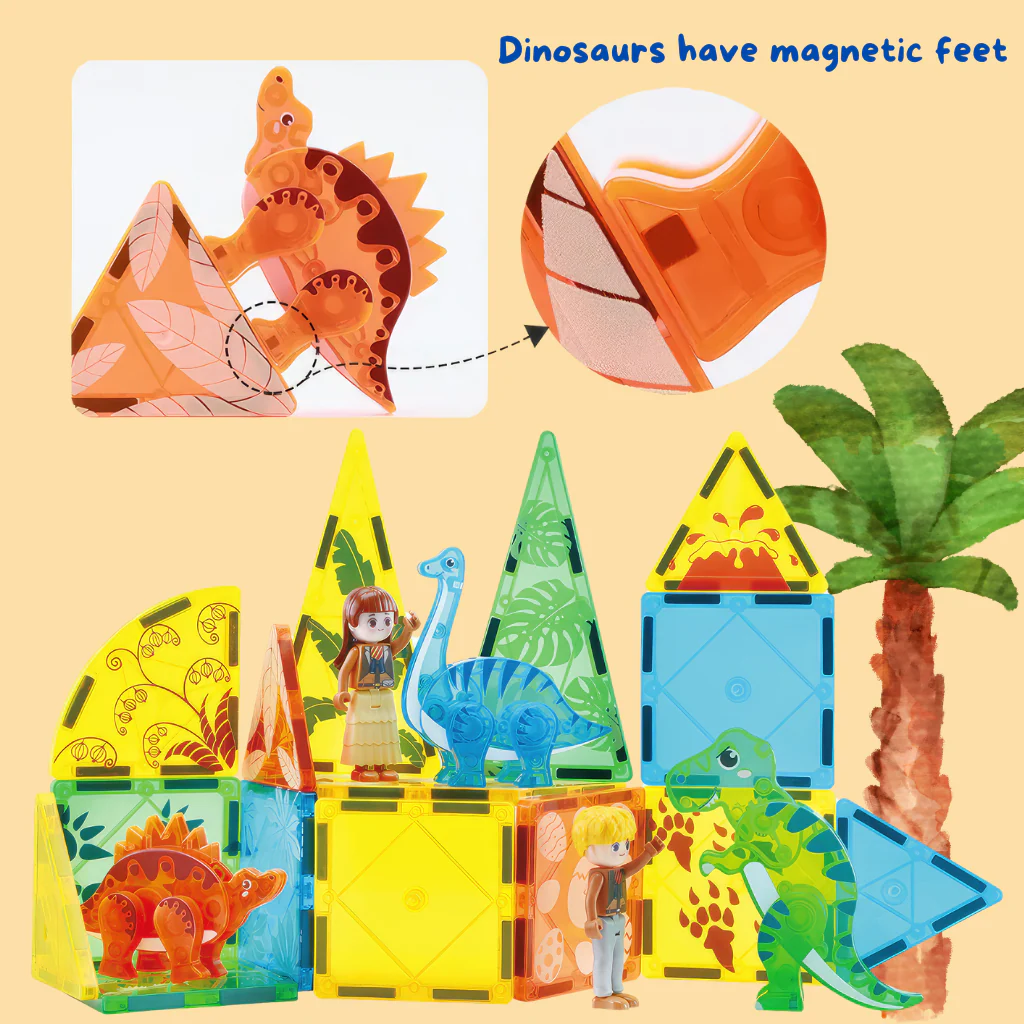 Dinosaur Magnetic Tiles 49 Piece Set - Image 10