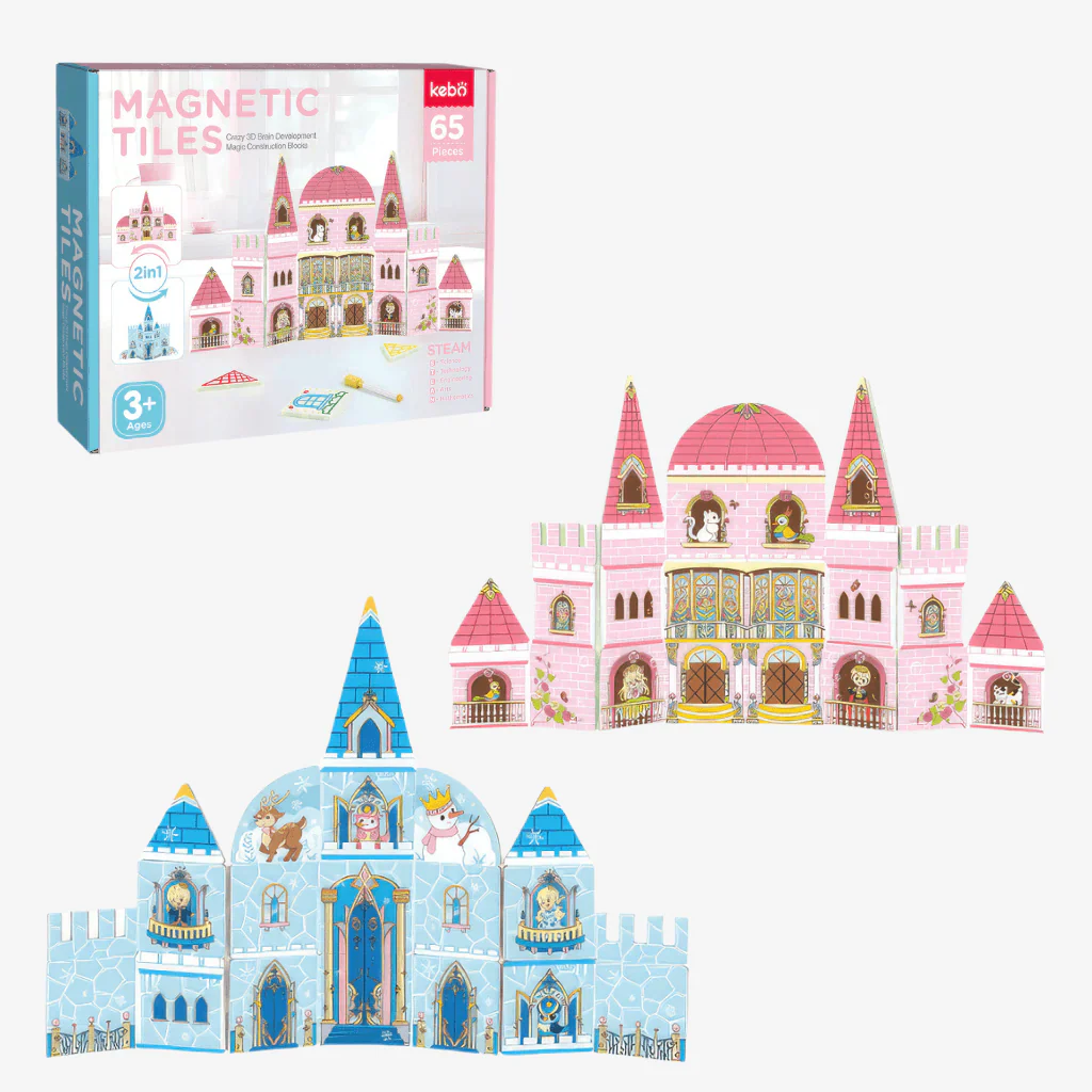 Double-Sided Magnetic Tiles Castle Pack 65 Pieces