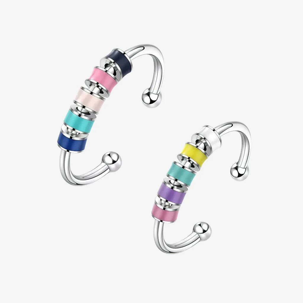 Fidget Ring with Enamel Beads Adjustable