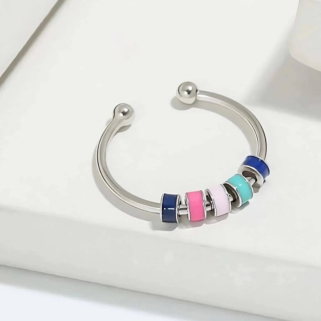 Fidget Ring with Enamel Beads Adjustable - Image 11