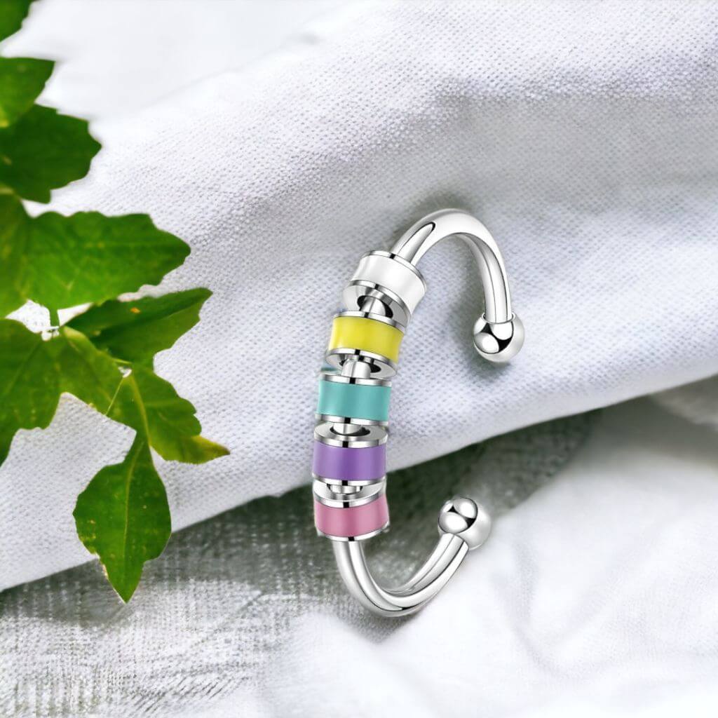 Fidget Ring with Enamel Beads Adjustable - Image 12