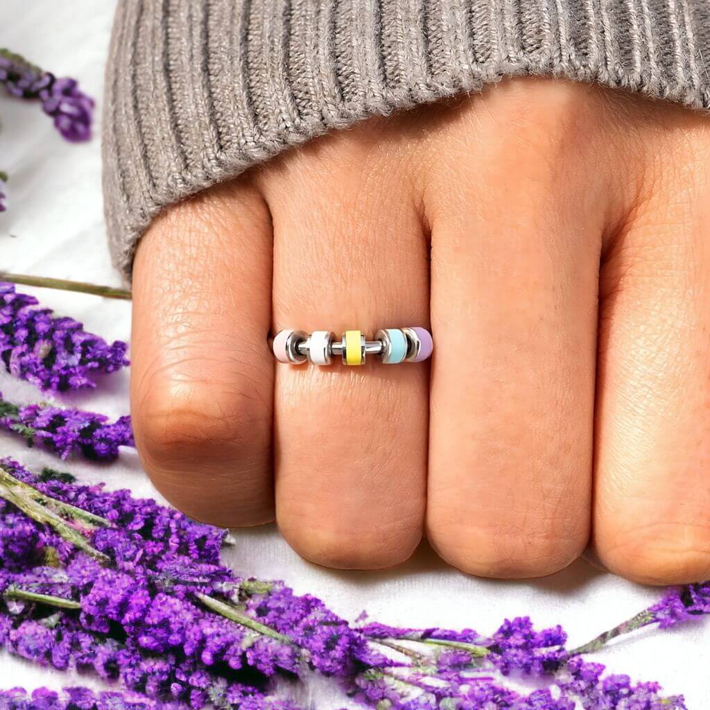Fidget Ring with Enamel Beads Adjustable - Image 5