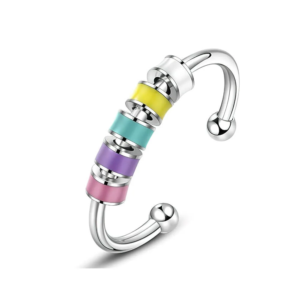 Fidget Ring with Enamel Beads Adjustable - Image 7