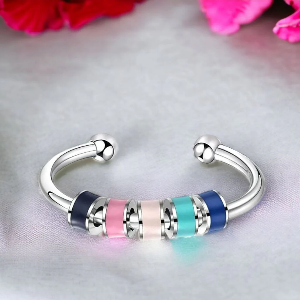 Fidget Ring with Enamel Beads Adjustable - Image 8