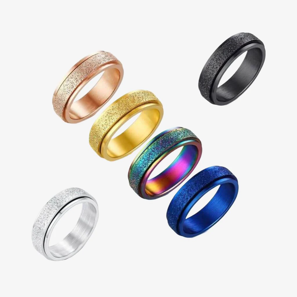 Fidget Rings 5-Pack Stainless Steel