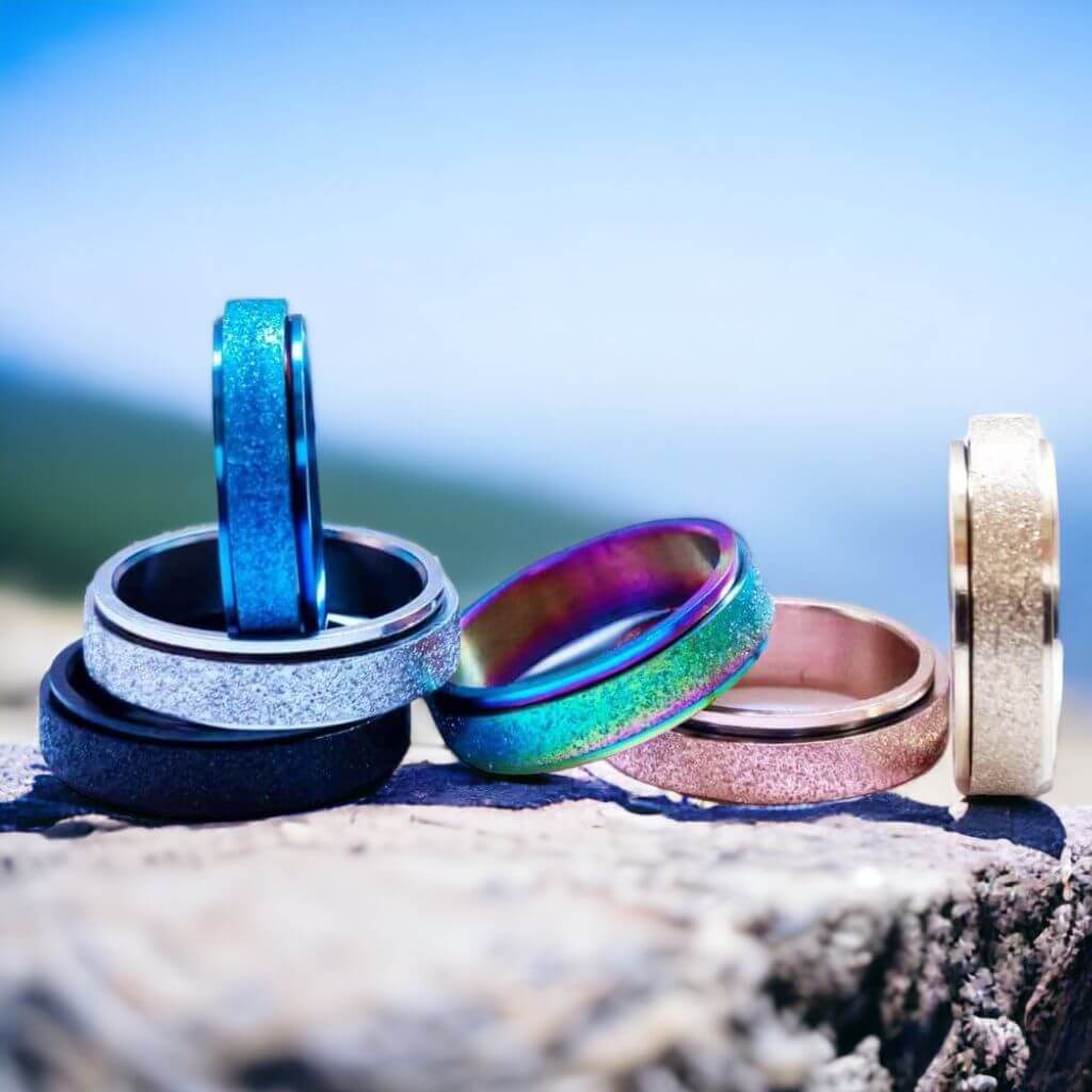 Fidget Rings 5-Pack Stainless Steel - Image 8