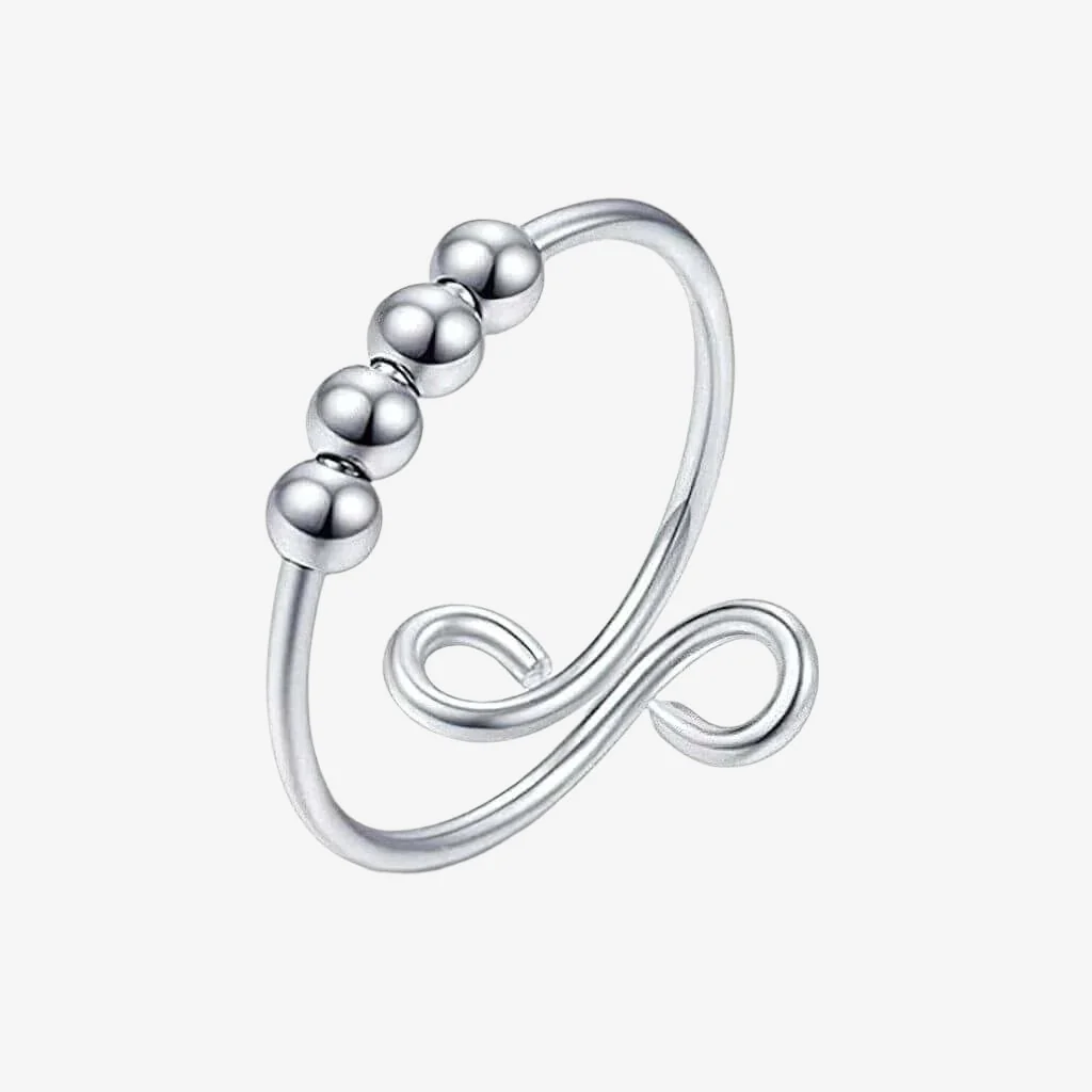 Fidgeting Ring with Beads 925 Silver Adjustable