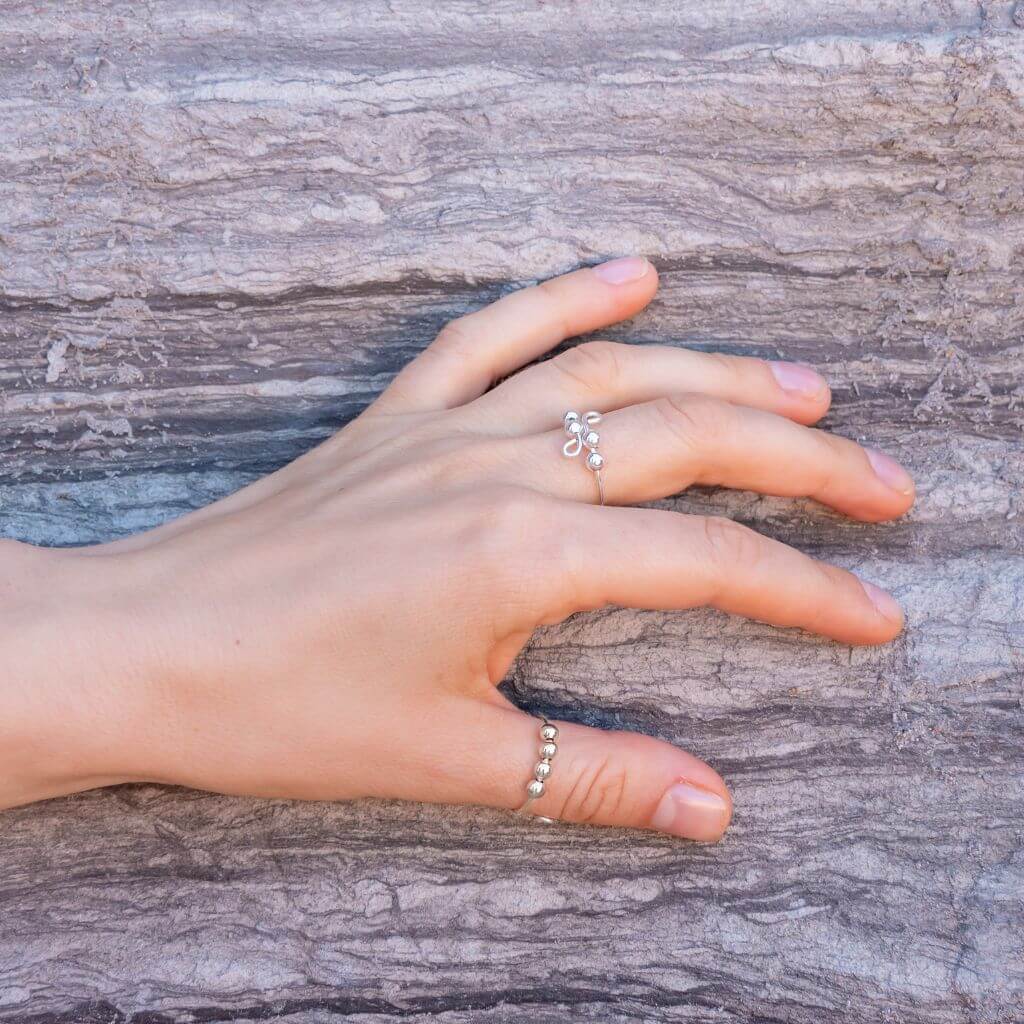 Fidgeting Ring with Beads 925 Silver Adjustable - Image 6