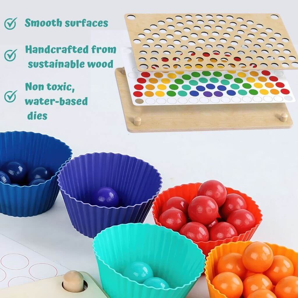 Fine Motor Toy with Wooden Balls and Patterns - Image 3