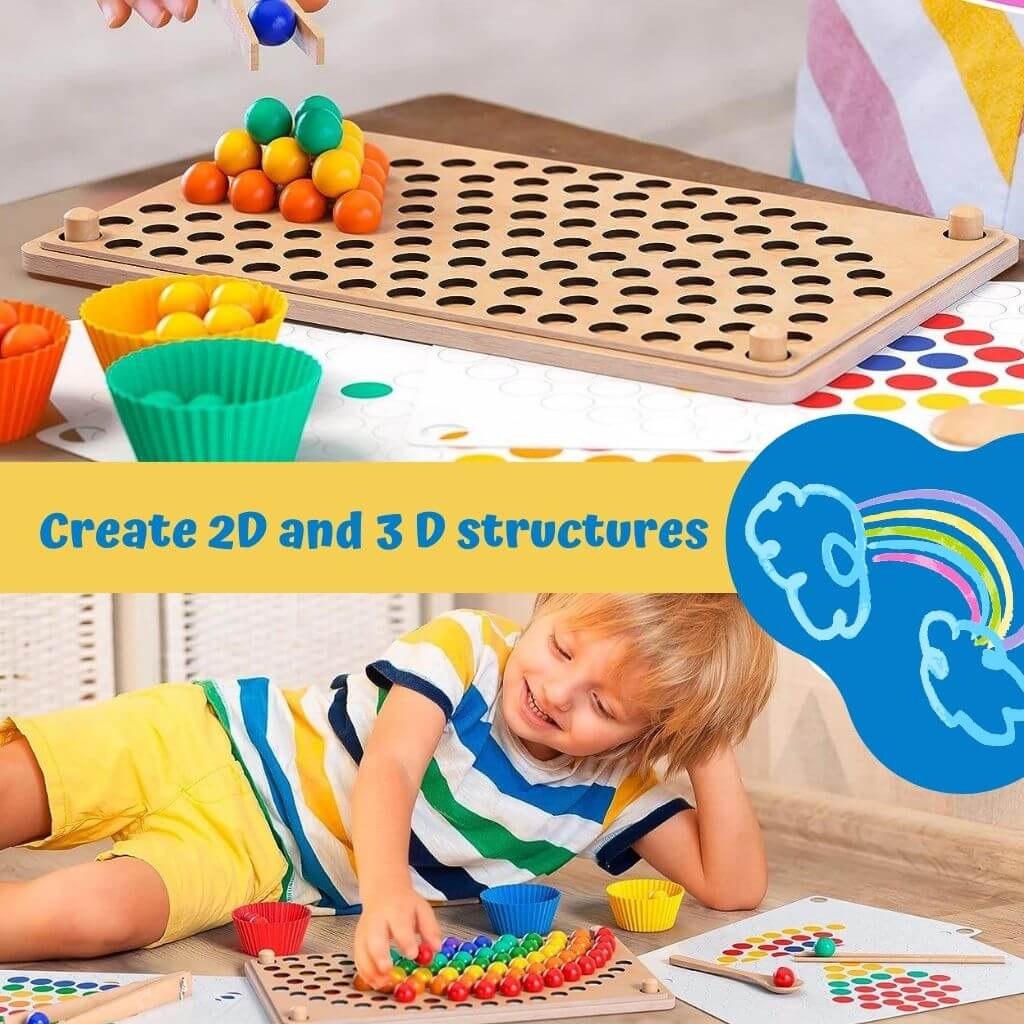 Fine Motor Toy with Wooden Balls and Patterns - Image 4