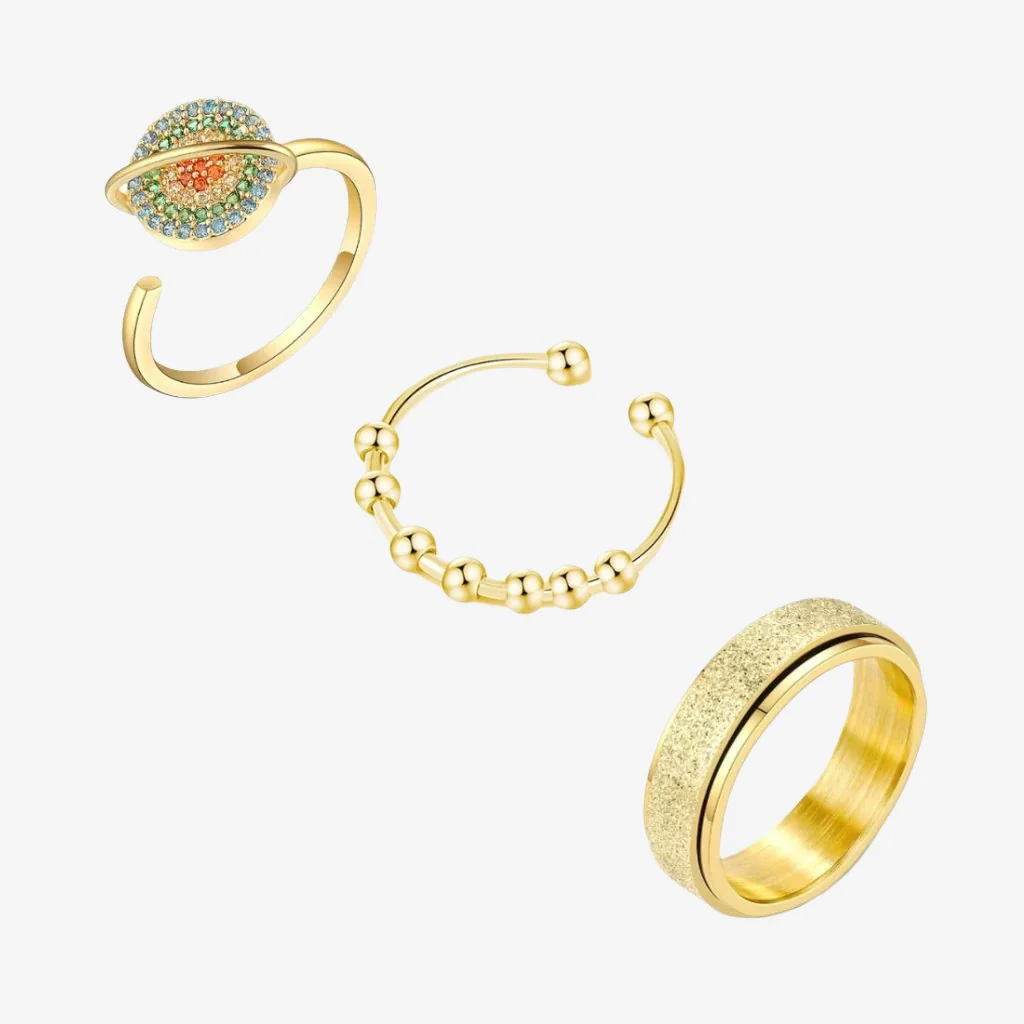 Grounding Pack - Gold Anxiety Rings