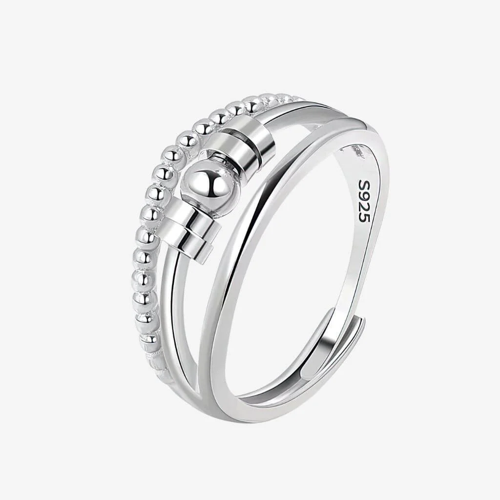 Harmonia Fidget Ring for Anxiety 925 Silver Adjustable