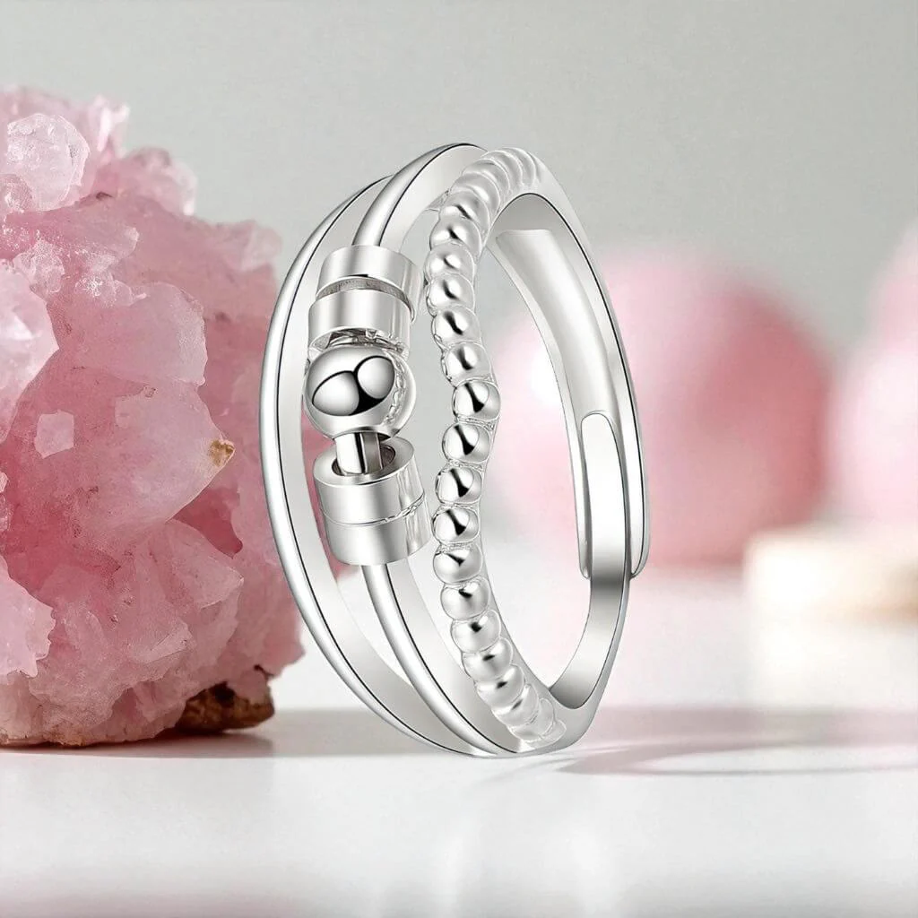 Harmonia Fidget Ring for Anxiety 925 Silver Adjustable - Image 2