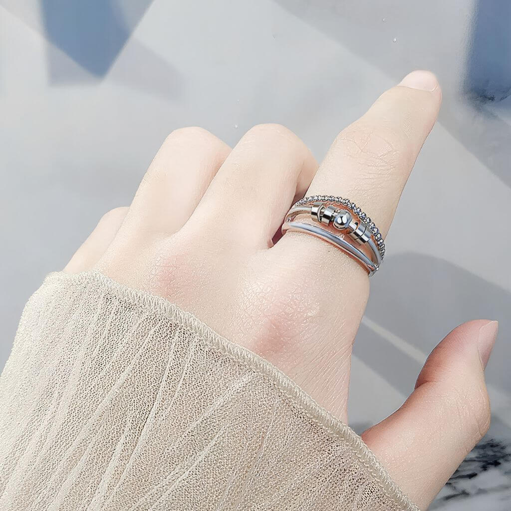 Harmonia Fidget Ring for Anxiety 925 Silver Adjustable - Image 3