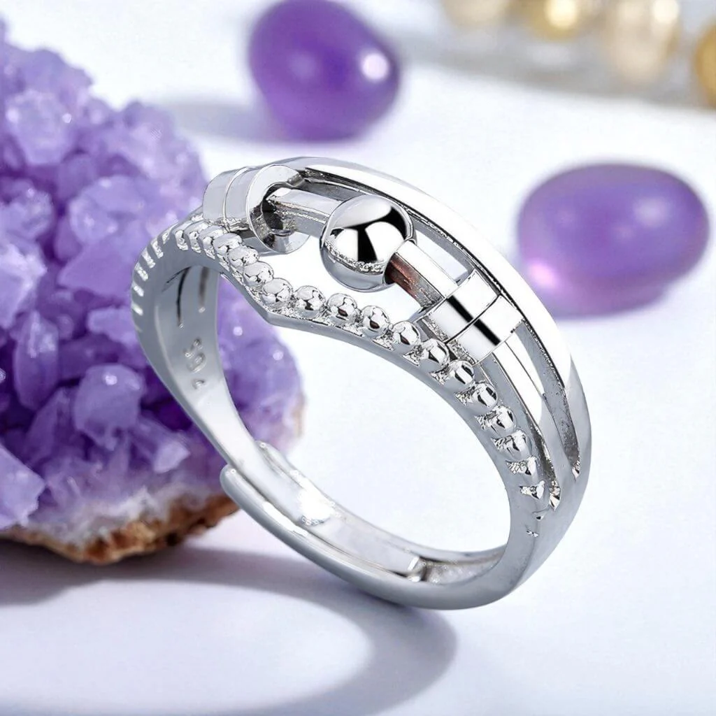 Harmonia Fidget Ring for Anxiety 925 Silver Adjustable - Image 4