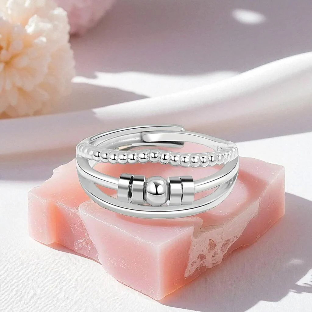 Harmonia Fidget Ring for Anxiety 925 Silver Adjustable - Image 5