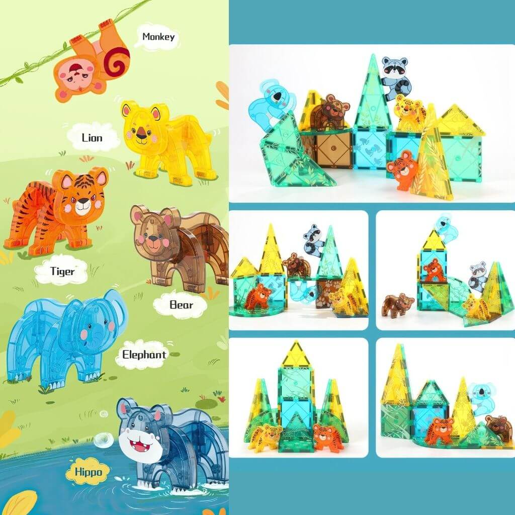 Magnetic Tiles Animals 56 Piece Set - Image 8