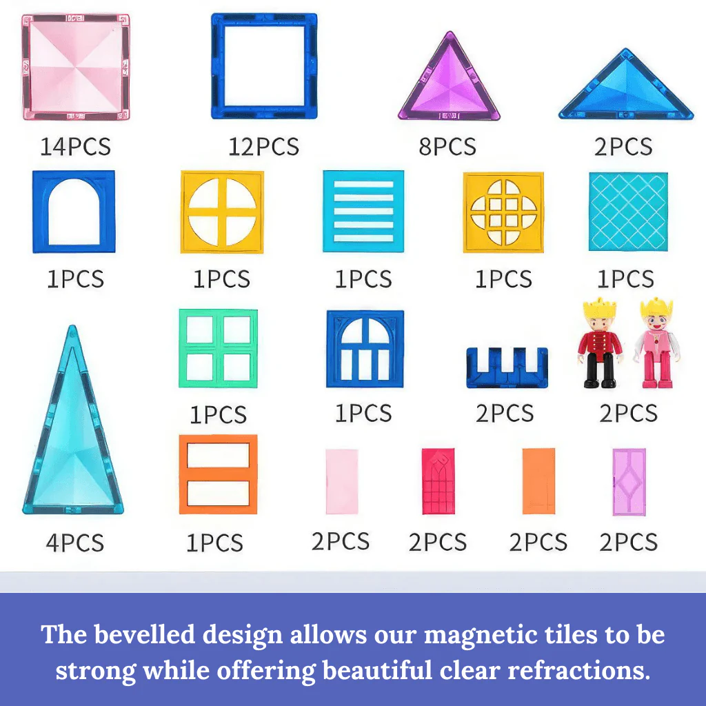 Magnetic Tiles Set 60 with Diamond Cut Pieces - Image 3