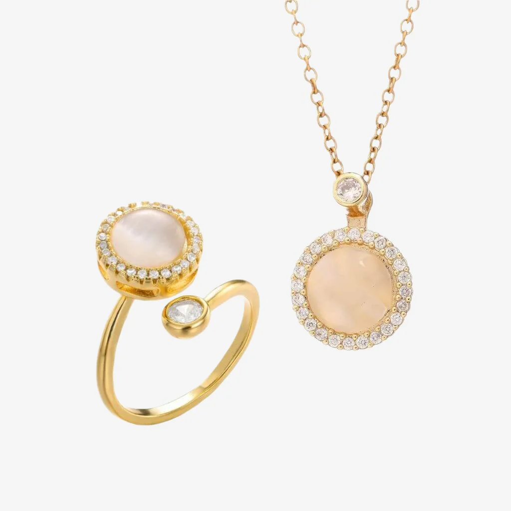 Opal Fidget Jewellery Set - Gold Plated 925 Silver