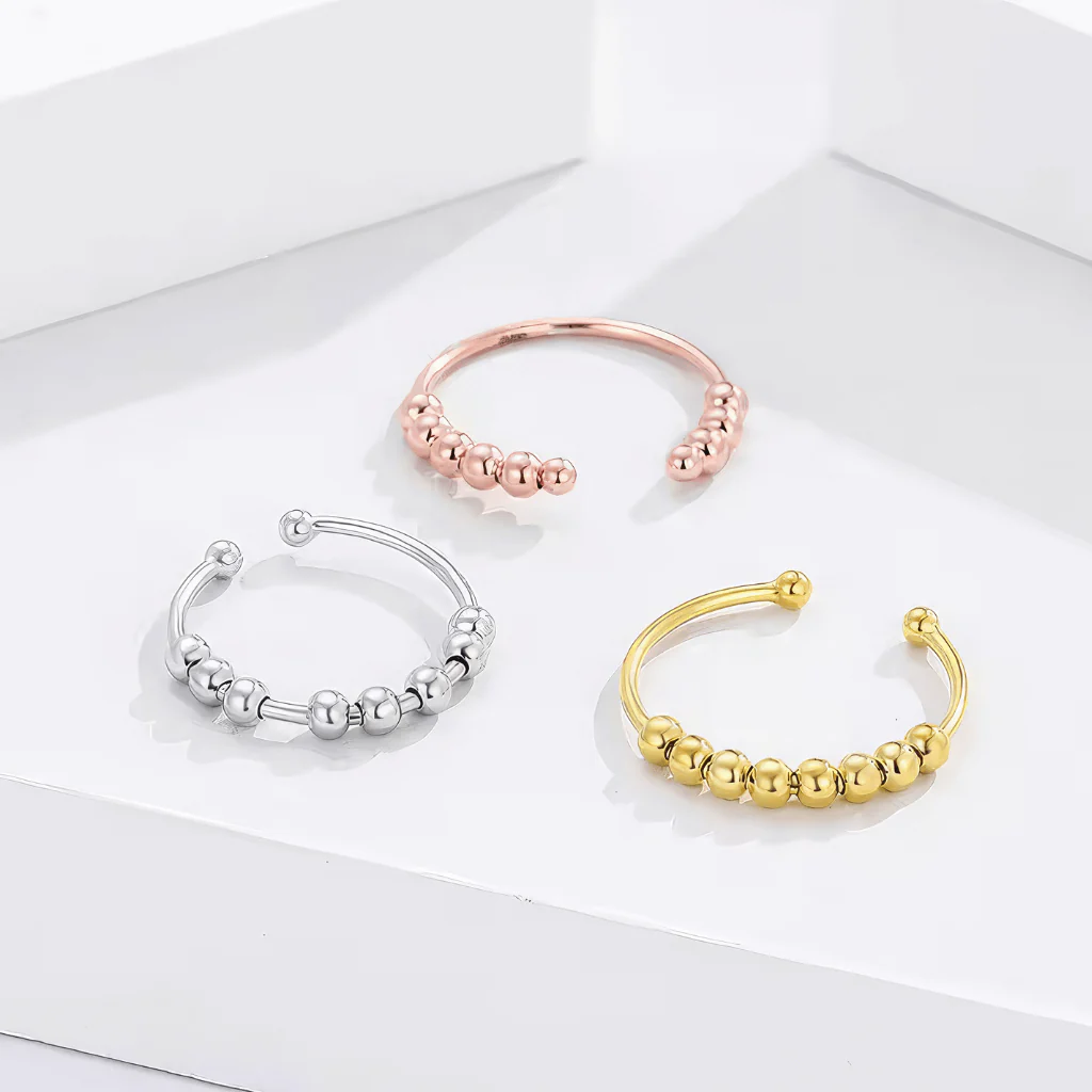 Silver Adjustable Rings for Fidgeting - Image 2