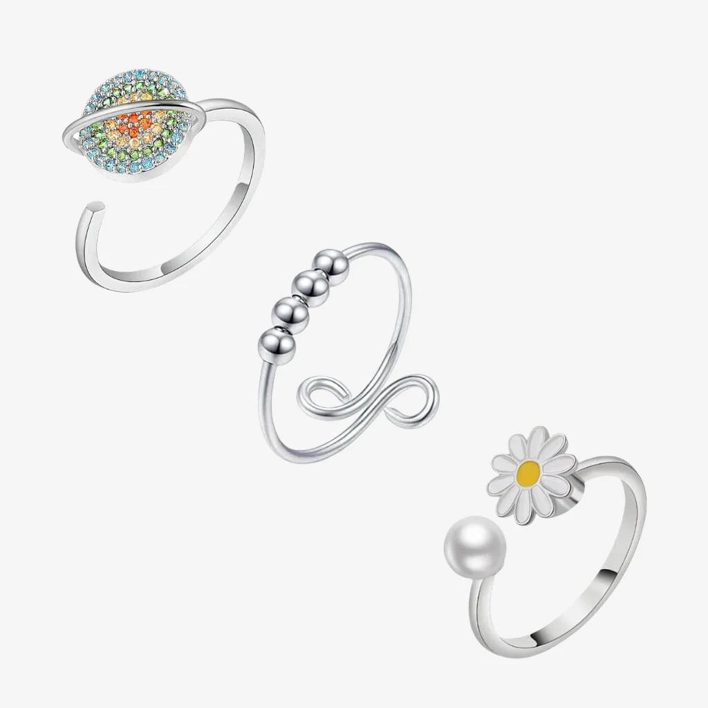 Soothing Bundle - 925 Silver Adjustable Worry Rings