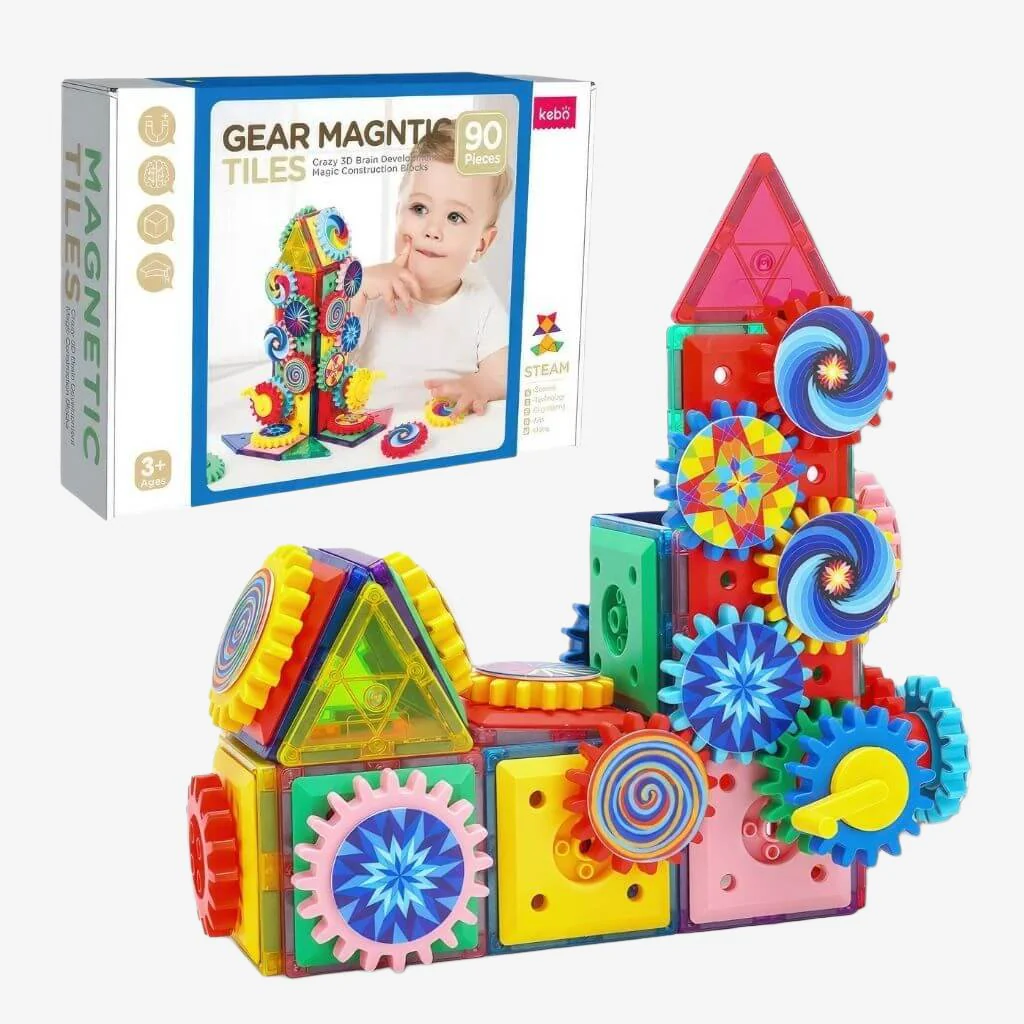 Spinning Gears 90 Piece Magnetic Building Blocks