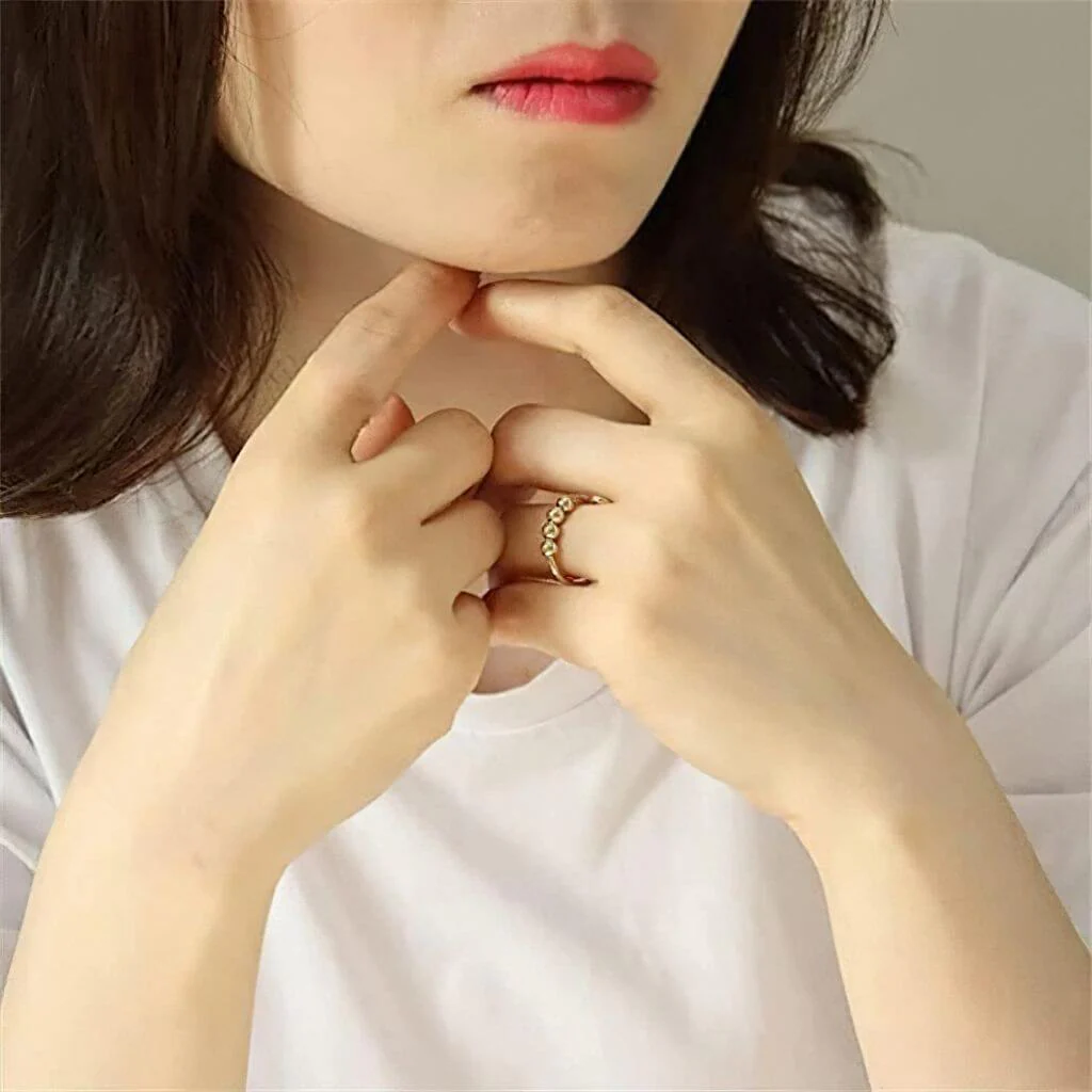 Adjustable Rings with Beads - Stainless Steel - Image 4
