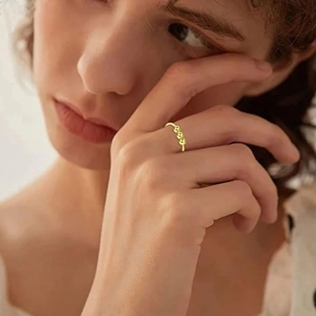 Adjustable Rings with Beads - Stainless Steel - Image 5