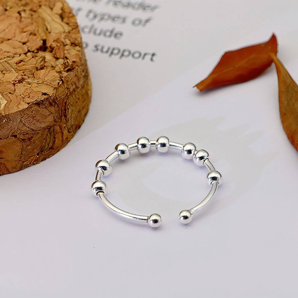 Adjustable Rings with Beads - Stainless Steel - Image 7