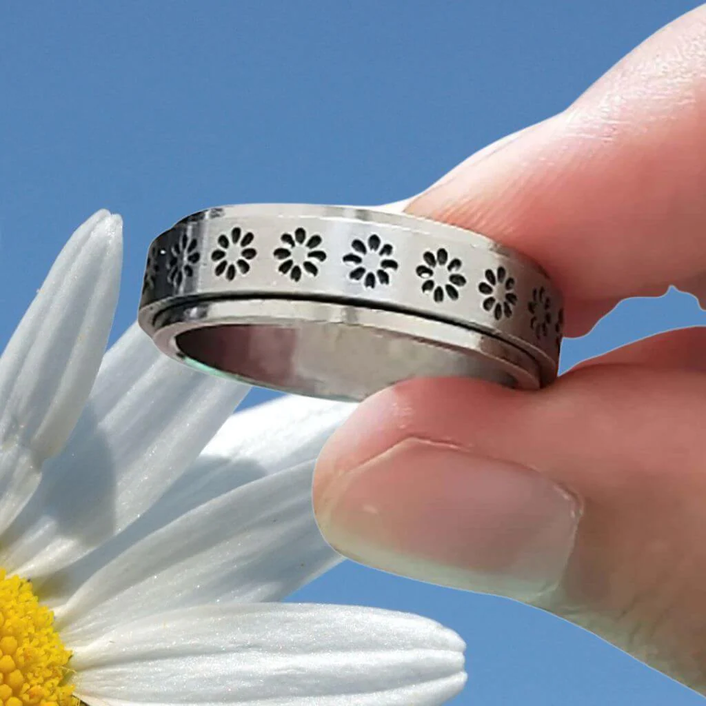 Stainless Steel Flower Spin Ring - Image 11