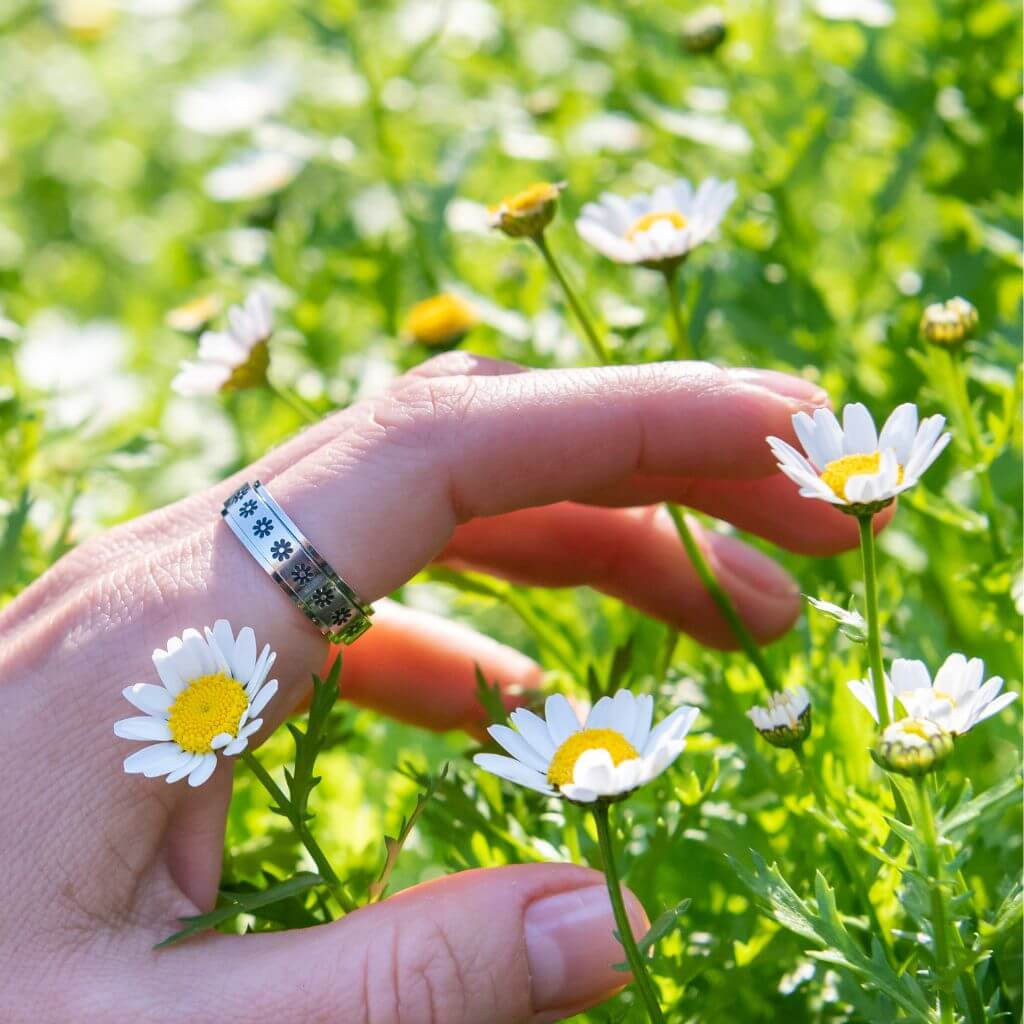 Stainless Steel Flower Spin Ring - Image 2