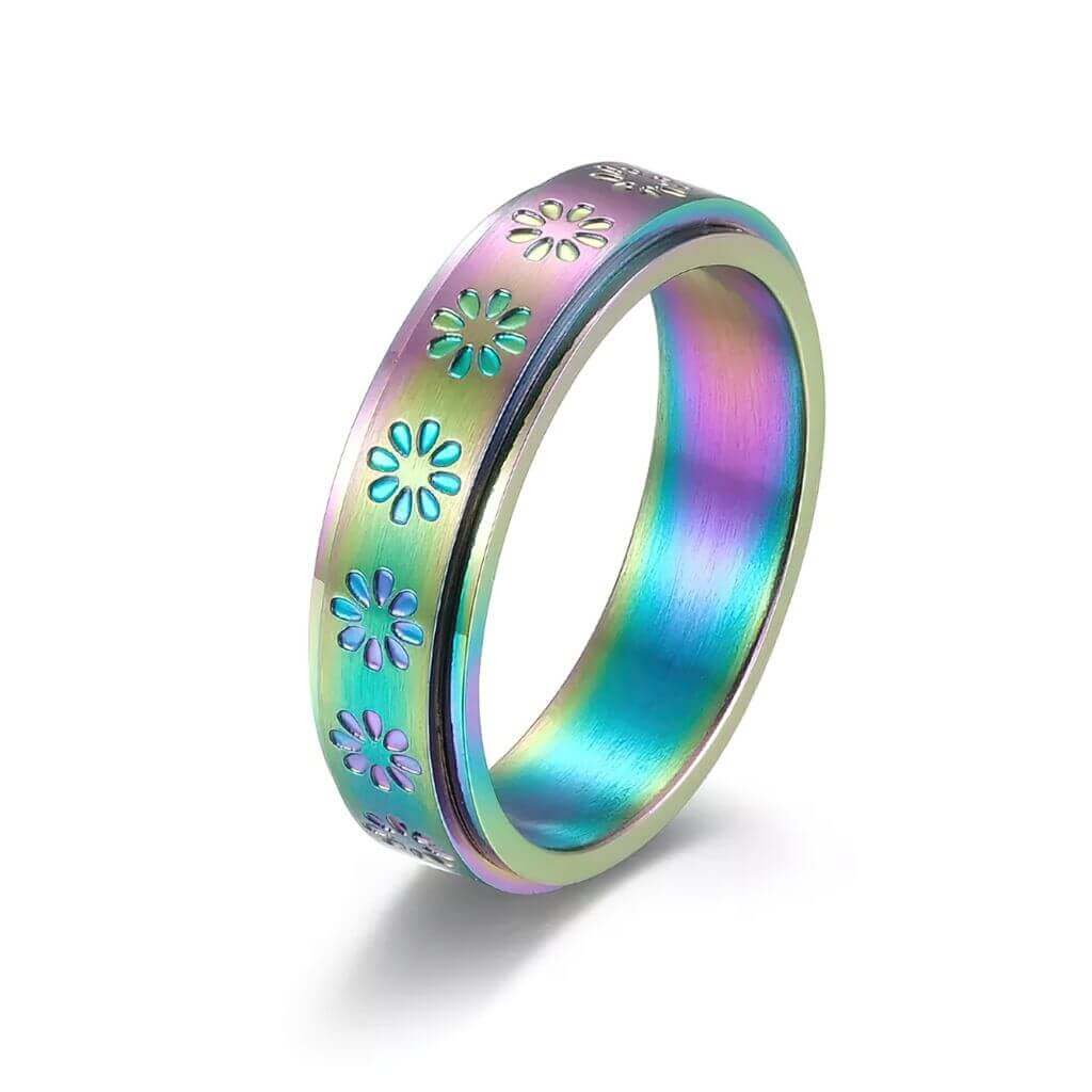 Stainless Steel Flower Spin Ring - Image 4