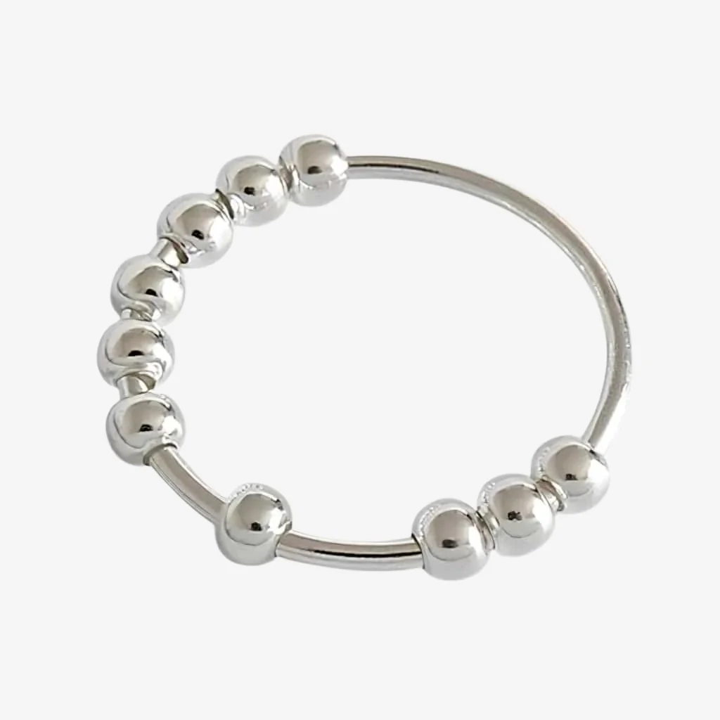 Sterling Silver Beaded Anxiety Ring