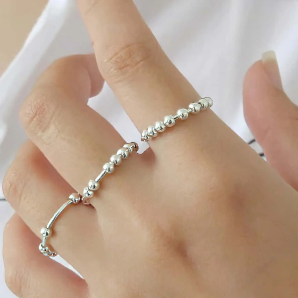 Sterling Silver Beaded Anxiety Ring - Image 2