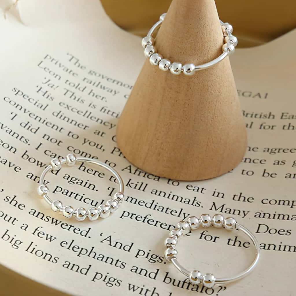 Sterling Silver Beaded Anxiety Ring - Image 3
