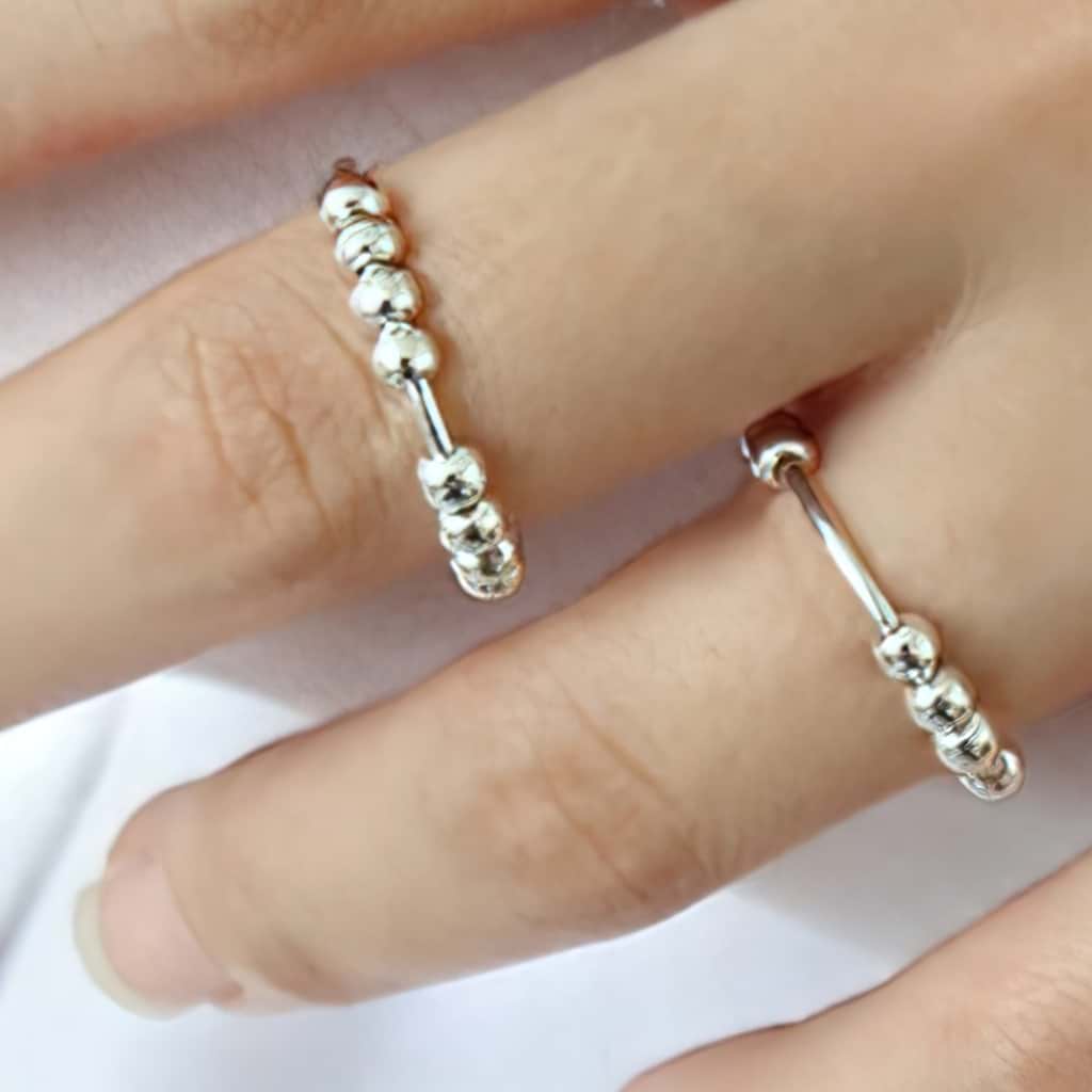 Sterling Silver Beaded Anxiety Ring - Image 4