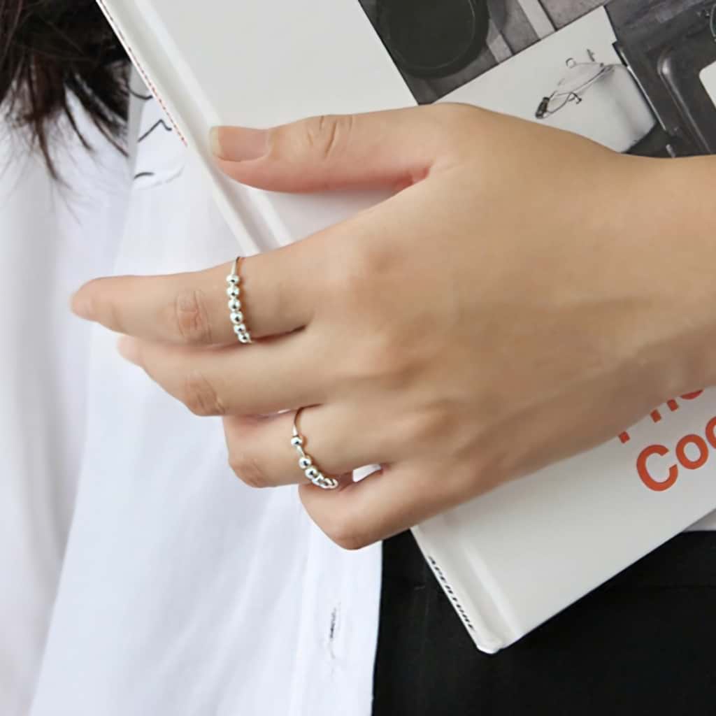 Sterling Silver Beaded Anxiety Ring - Image 5