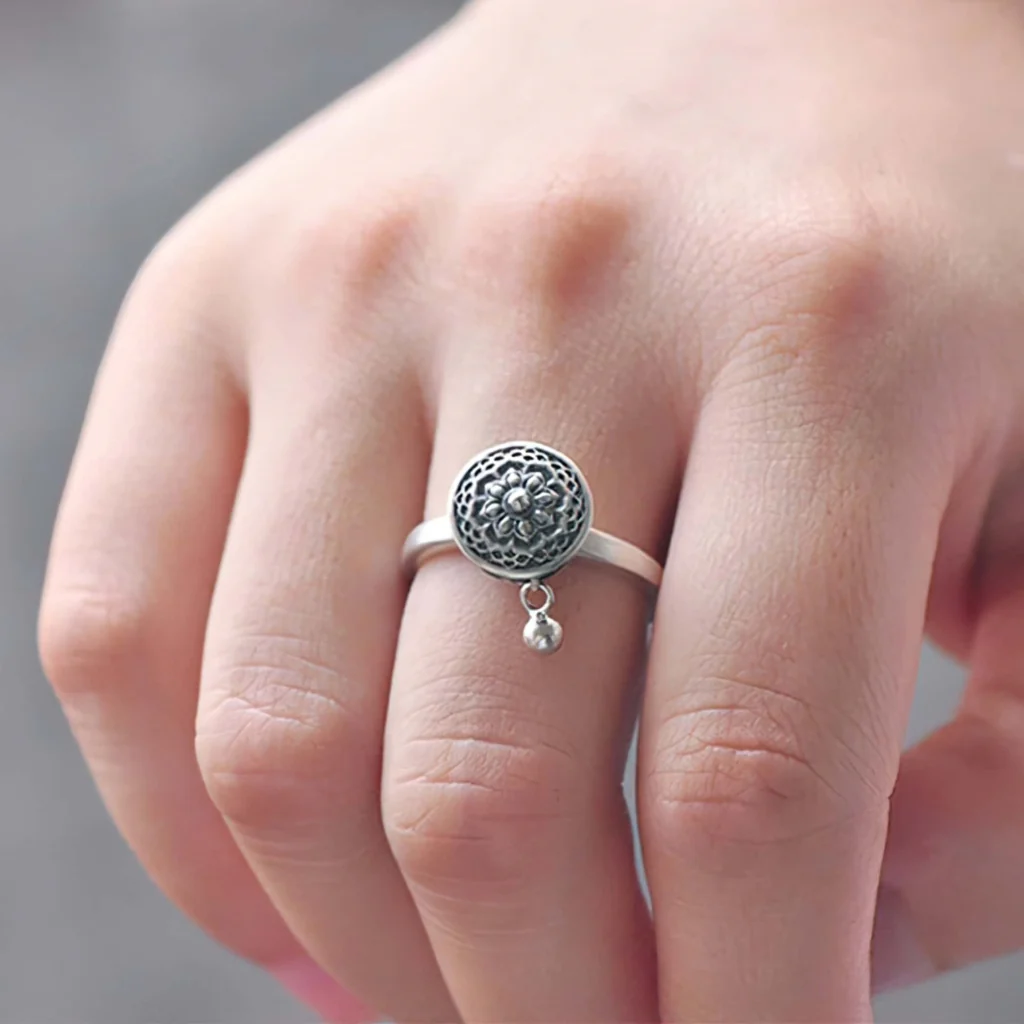 Sterling Silver Tibetan Fidget Ring Adjustable - Image 2