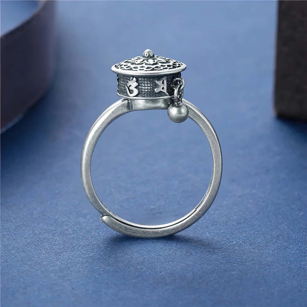 Sterling Silver Tibetan Fidget Ring Adjustable - Image 3