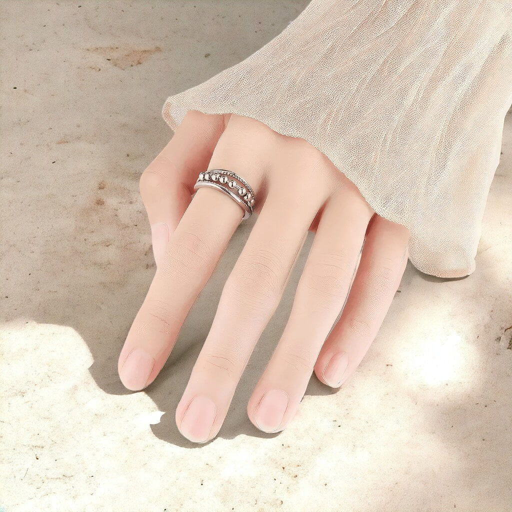 Triple Band 925 Silver Ring for Fidgeting Adjustable - Image 6