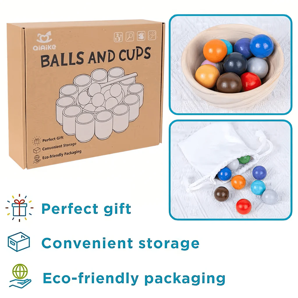 Wooden Balls in Cups Montessori Toy - Image 11
