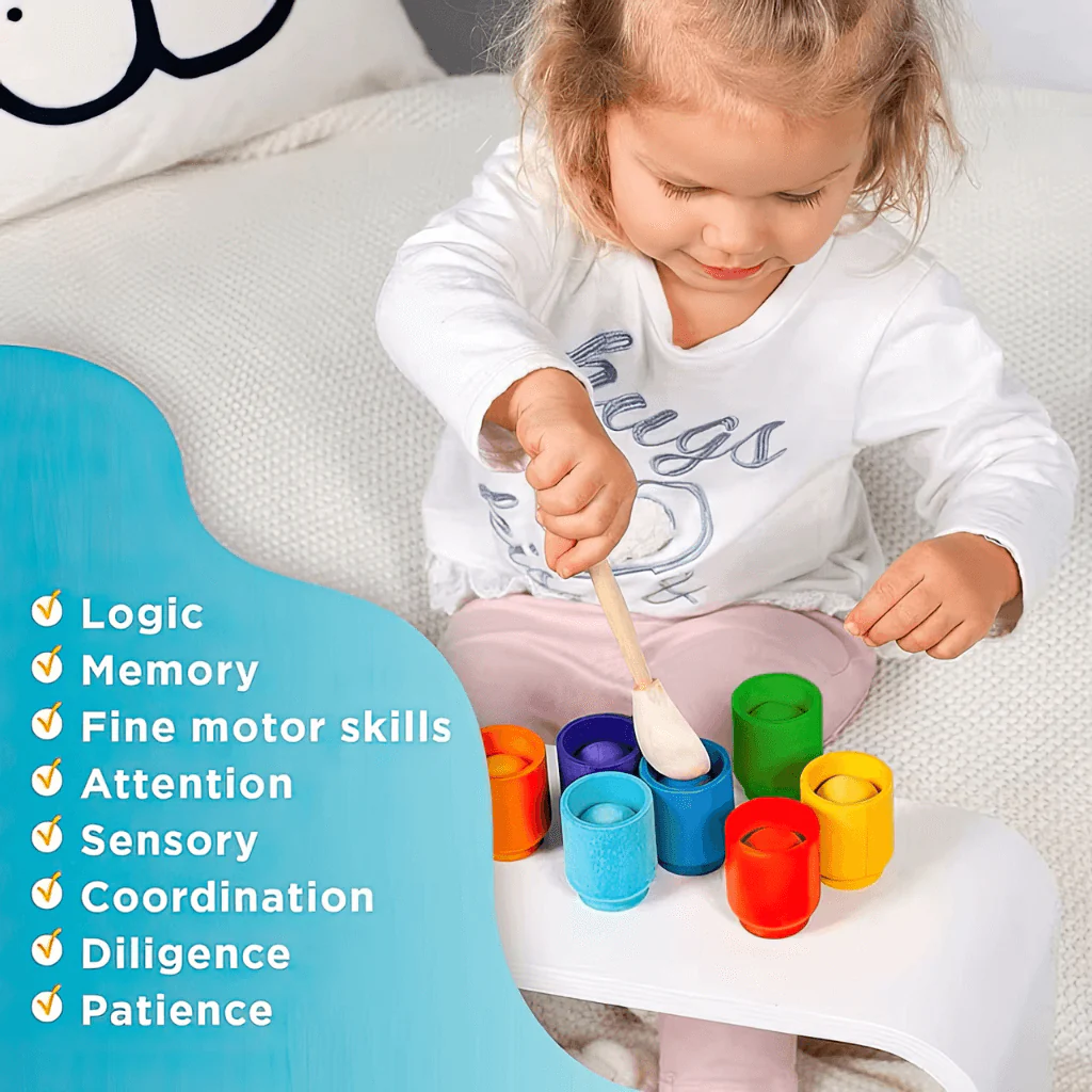 Wooden Balls in Cups Montessori Toy - Image 7