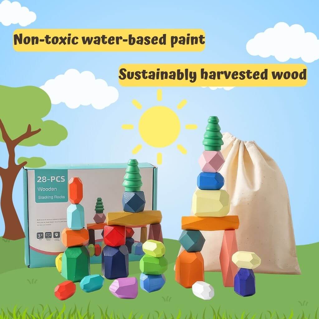 Wooden Stacking Stones 28 Pcs - Image 5